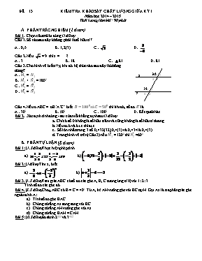 Kiểm tra giữa kỳ 1  Toán 7 (Đề 13)